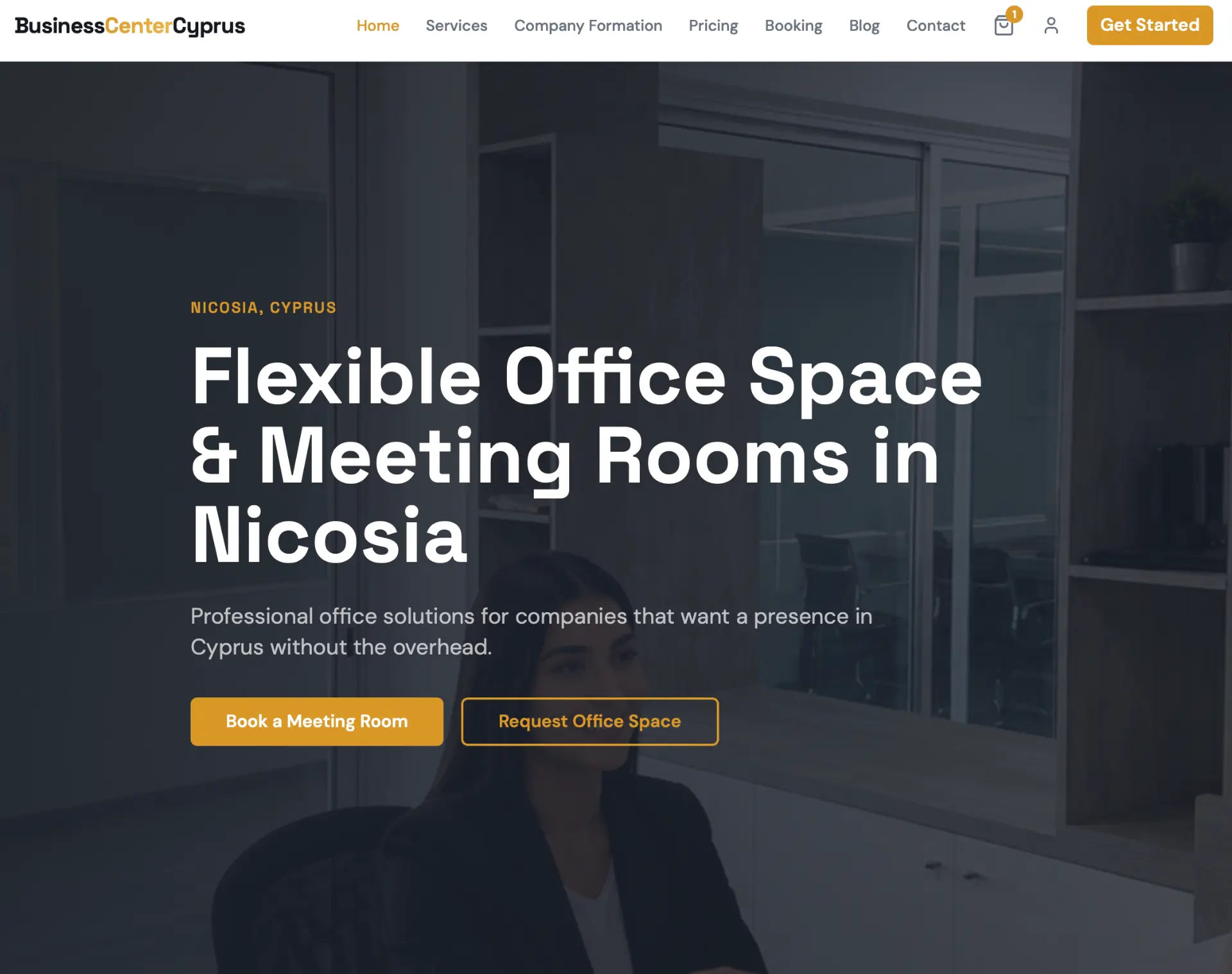 BusinessCenterCyprus website — flexible office space and meeting rooms in Nicosia