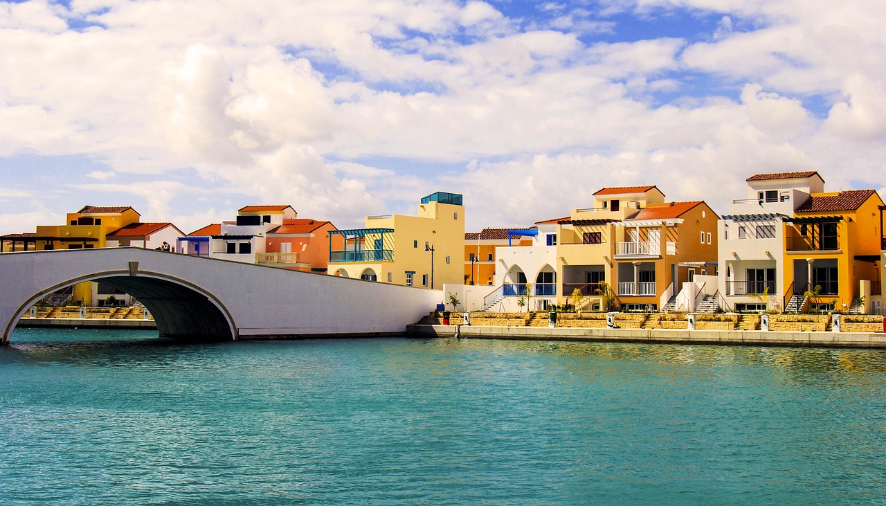 Waterfront residences and bridge at Limassol Marina, Cyprus